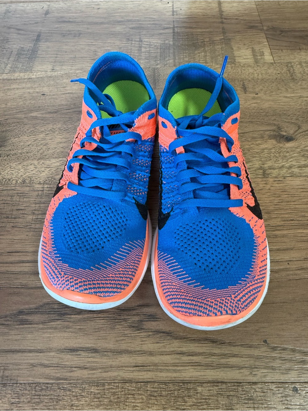 Nike Free 4.0 Flyknit women’s US 9 Blue/Orange Low Top Lace-Up Running Shoes